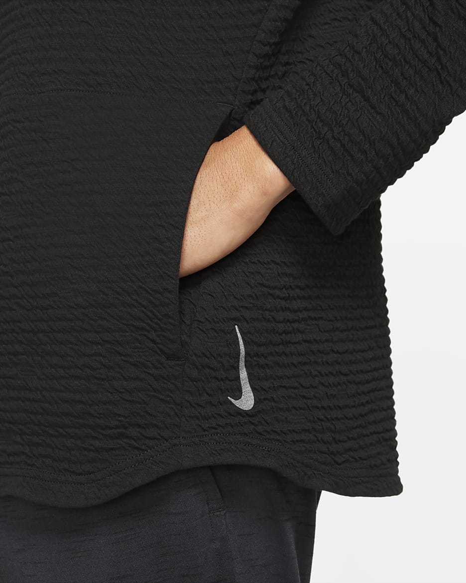 Nike Hoodie Mens Size L Yoga Tech Nomad Dri-Fit Pullover deals Black Stretch Textured